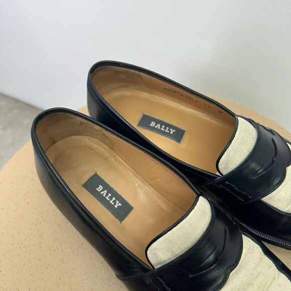 Bally Men’s Black and Cream Carena Slip on Almond Toe Penny Loafer main image 12